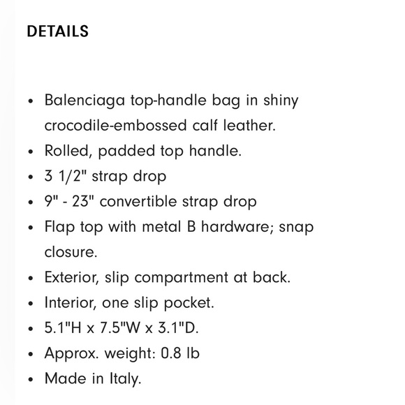 BALENCIAGA NWT Hourglass XS Crocodile-Embossed Top-Handle Bag - Picture 7 of 8